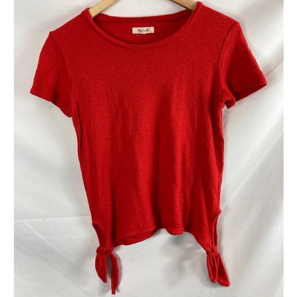 Madewell Texture & Thread Modern Side-Tie Top Tee Red Size XXS - Picture 3 of 6
